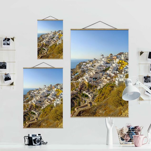Fabric print with poster hangers - Oia On Santorini - Portrait format 2:3