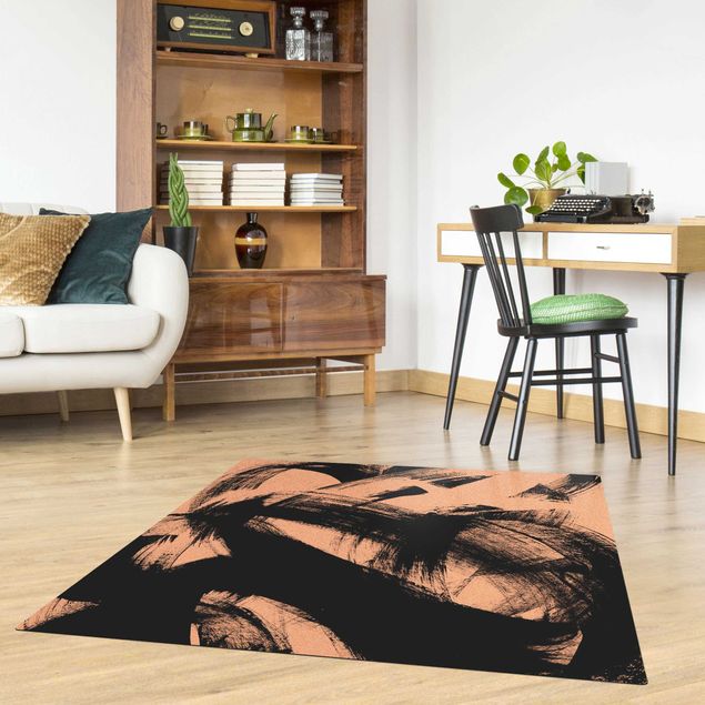 black and white area rug Onyx In Motion II