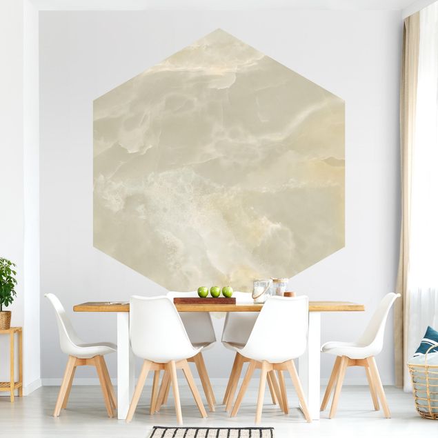 Self-adhesive hexagonal wall mural - Onyx Marble Cream