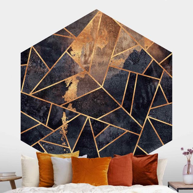 Hexagonal wall mural Onyx With Gold