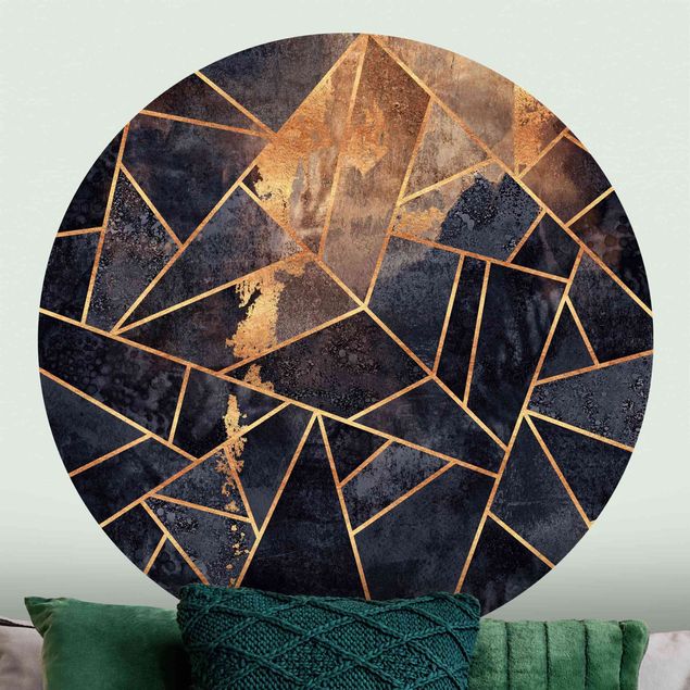 Self-adhesive round wallpaper - Onyx With Gold