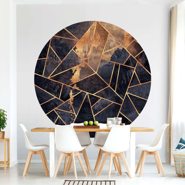 Self-adhesive round wallpaper - Onyx With Gold