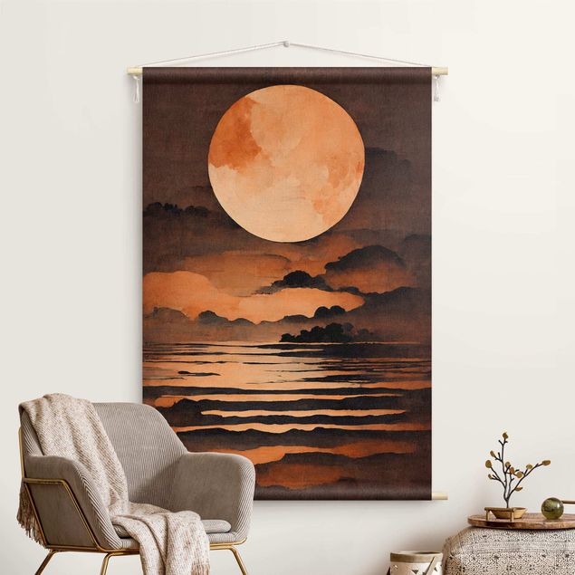 modern tapestry Orange Moon