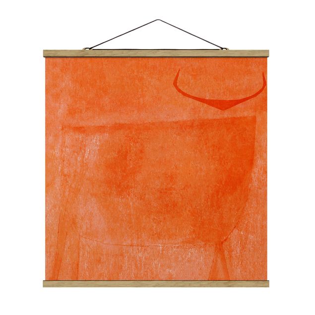 Fabric print with poster hangers - Orange Bull - Square 1:1
