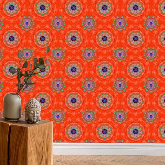 Wallpapers Orange Mandala Pattern - Roll