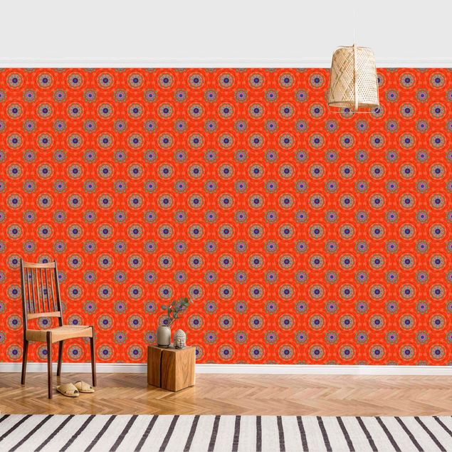 Wallpaper - Orange Mandala Pattern - Roll