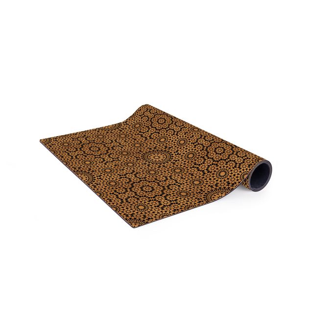 Black rugs Oriental Pattern With Golden Stars