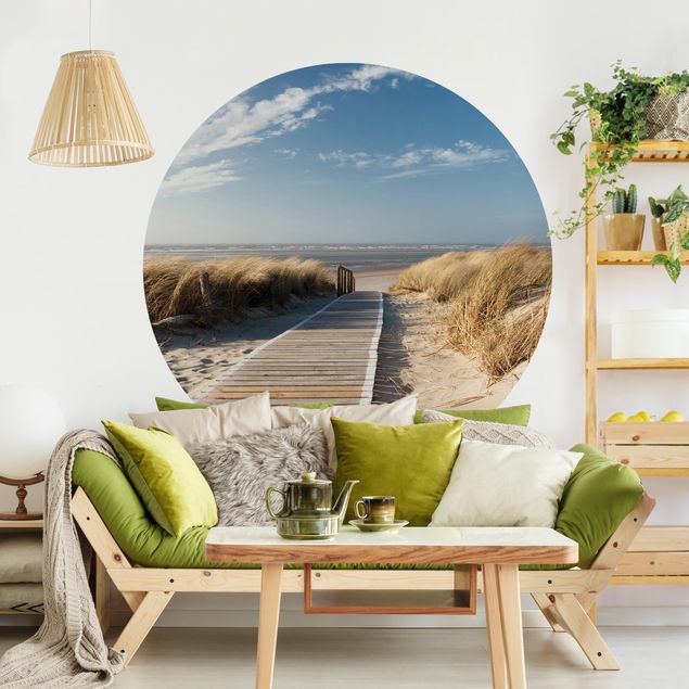 Self-adhesive round wallpaper beach - Baltic Sea Beach