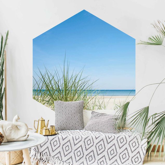Self-adhesive hexagonal pattern wallpaper - Baltic Sea Coast