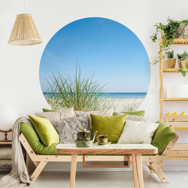 Self-adhesive round wallpaper beach - Baltic Sea Coast