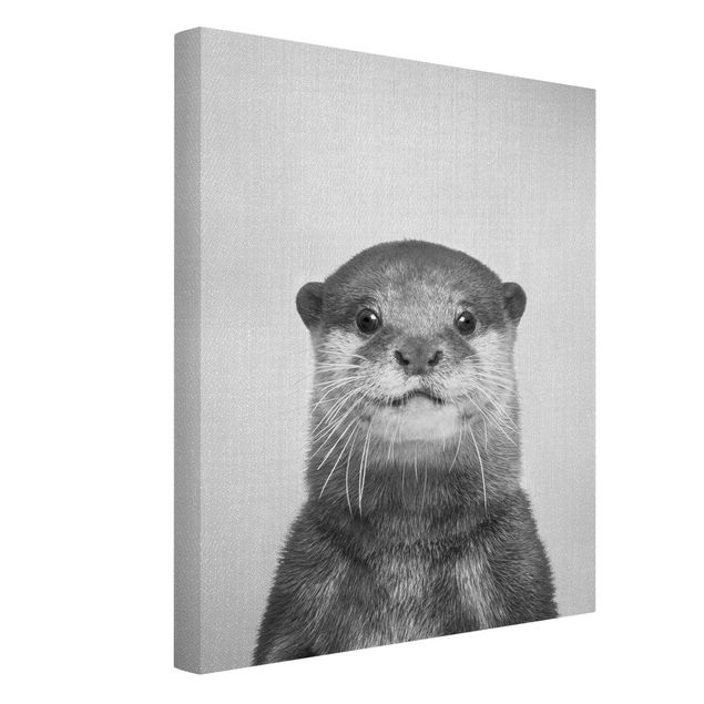 Canvas print - Otter Oswald Black And White - Portrait format 3:4