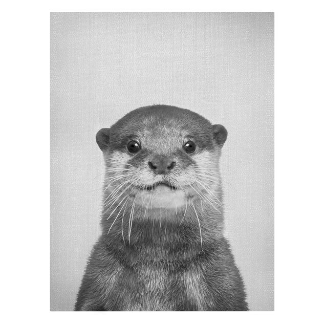 Canvas print - Otter Oswald Black And White - Portrait format 3:4