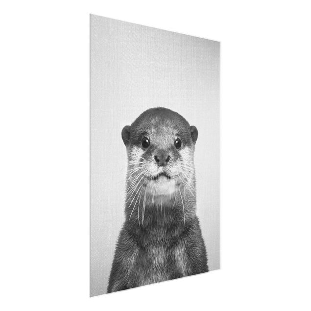 Glass print - Otter Oswald Black And White