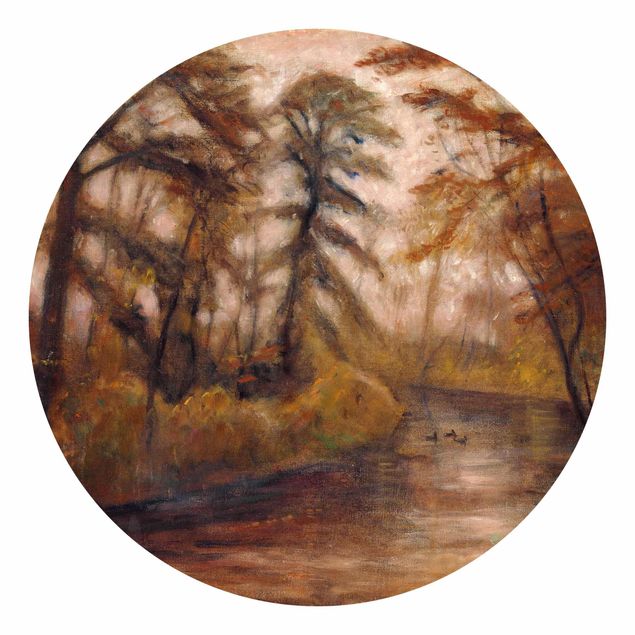 Self-adhesive round wallpaper - Otto Modersohn - Dusk (Autumn At The Wümme)