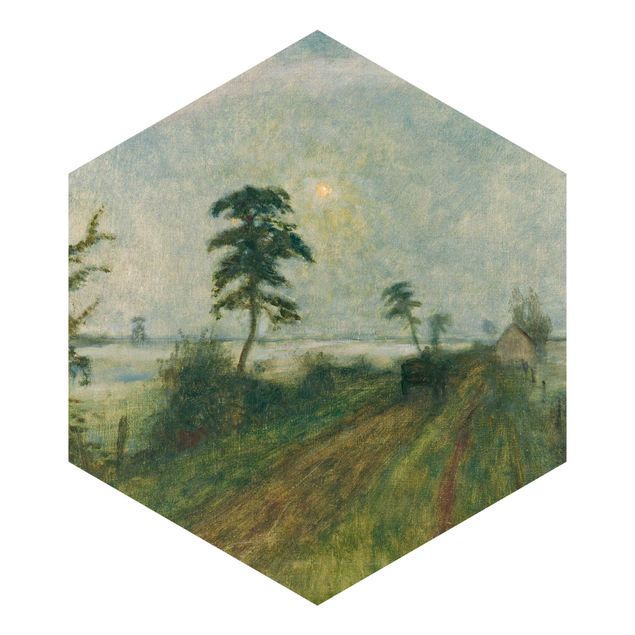 Self-adhesive hexagonal pattern wallpaper - Otto Modersohn - Evening Mood In The Moor