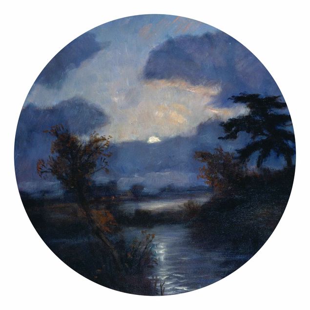 Self-adhesive round wallpaper - Otto Modersohn - Moon Night In The Devil Bog