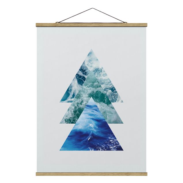 Fabric print with poster hangers - Ocean Trianlges - Portrait format 3:4