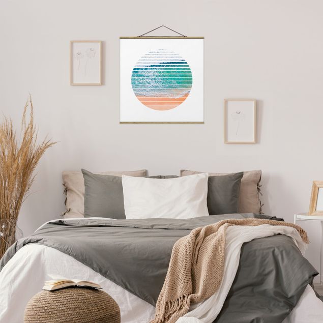Fabric print with poster hangers - Ocean In A Circle - Square 1:1