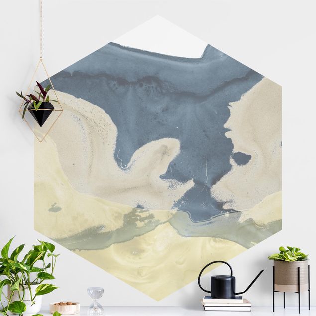 Hexagonal wall mural Ocean And Desert II