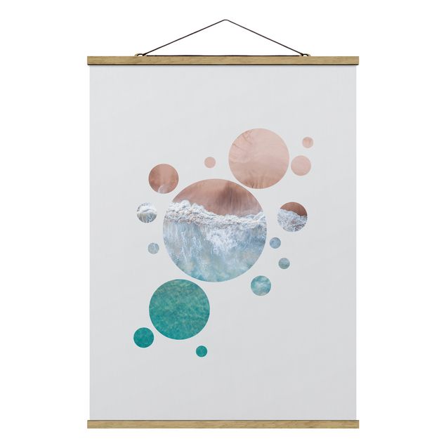 Fabric print with poster hangers - Oceans In A Circle ll - Portrait format 3:4