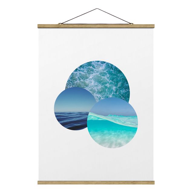 Fabric print with poster hangers - Oceans In A Circle - Portrait format 3:4