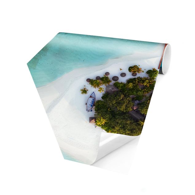 Self-adhesive hexagonal pattern wallpaper - Ocean Paradise Maldives