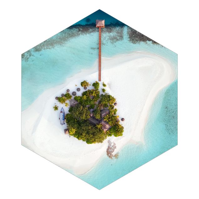 Self-adhesive hexagonal pattern wallpaper - Ocean Paradise Maldives