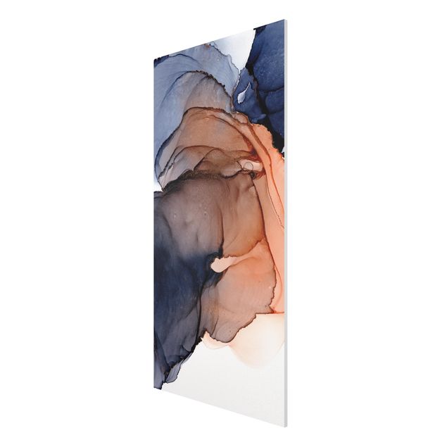 Print on forex - Drops Of Ocean Blue And Orange With Gold - Portrait format 1:2
