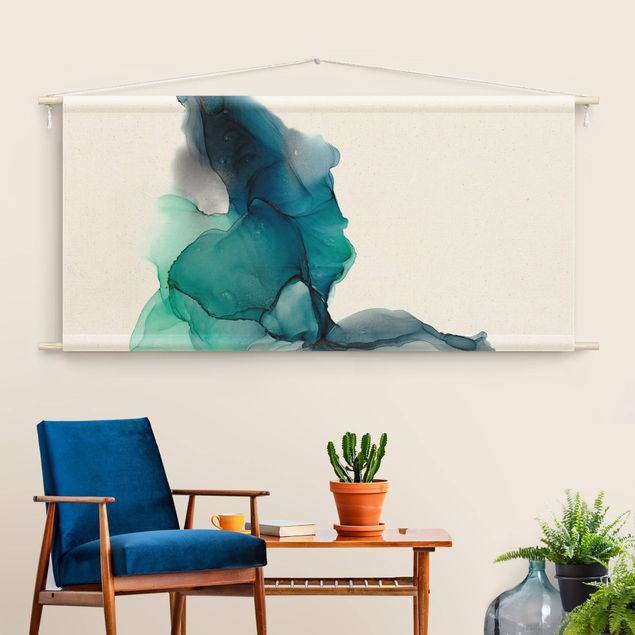 tapestry wall hanging Drops Of Ocean Tourquoise With Gold