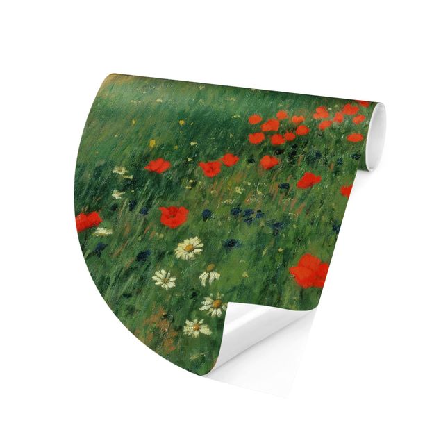 Self-adhesive round wallpaper - Pál Szinyei-Merse - Summer Landscape With A Blossoming Poppy