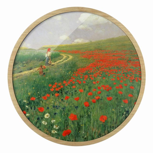 Circular framed print - Pál Szinyei-Merse - Summer Landscape With A Blossoming Poppy