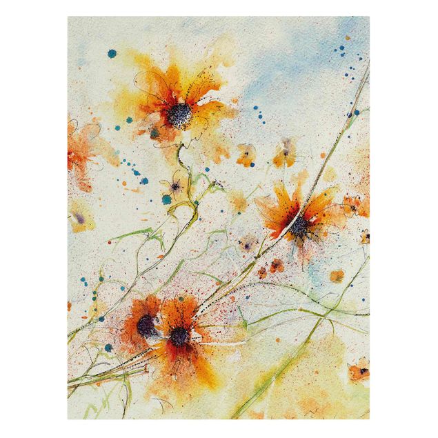Natural canvas print - Painted Flowers - Portrait format 3:4