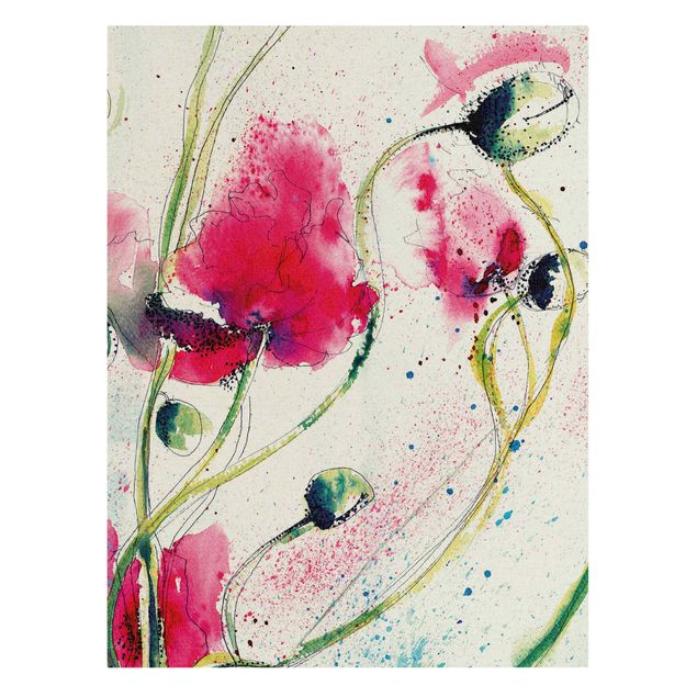 Natural canvas print - Painted Poppies - Portrait format 3:4