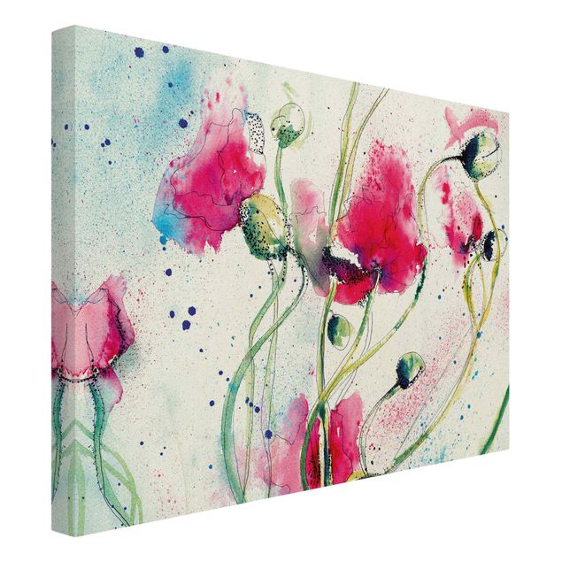 Natural canvas print - Painted Poppies - Landscape format 4:3