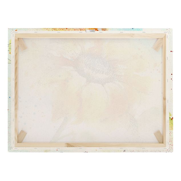 Natural canvas print - Painted Sunflower - Landscape format 4:3