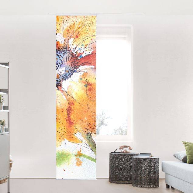 Sliding panel curtains set - Painted Sunflower