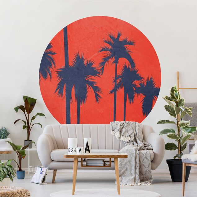 Self-adhesive round wallpaper - Palm Cote d'Azur