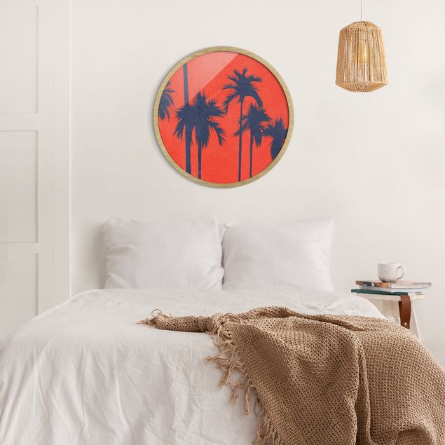 Circular framed print - Palm Cote d'Azur