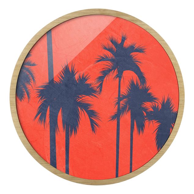Circular framed print - Palm Cote d'Azur