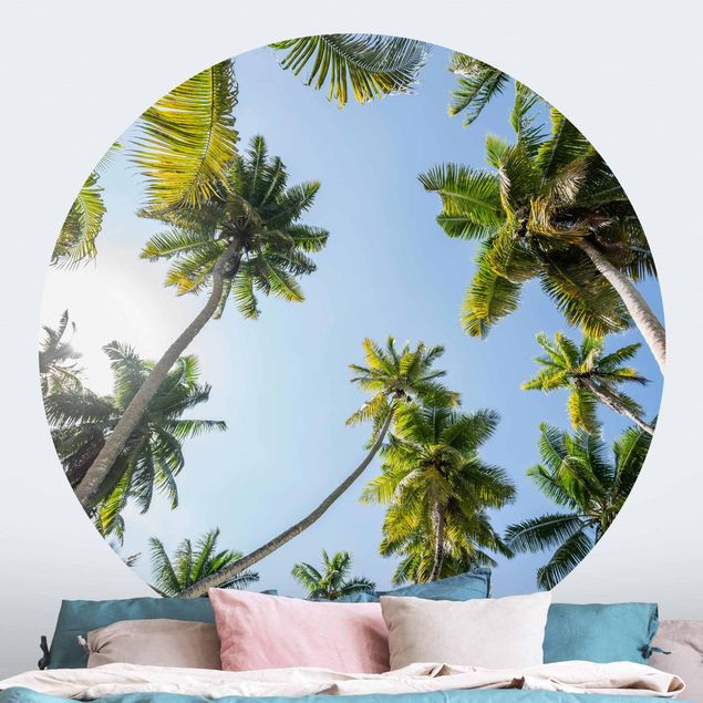Self-adhesive round wallpaper - Palm Tree Canopy
