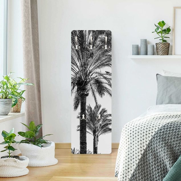Coat rack - Palm Trees At Sunset Black And White