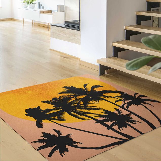 jungle nursery rug Palm Trees In Front Of Golden Sun