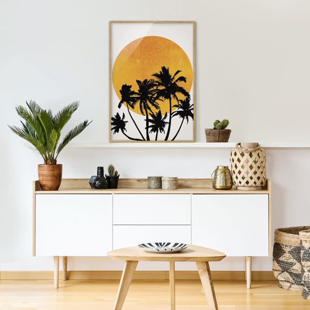 Framed poster - Palm Trees In Front Of Golden Sun