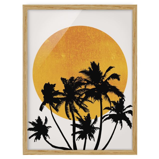 Framed poster - Palm Trees In Front Of Golden Sun