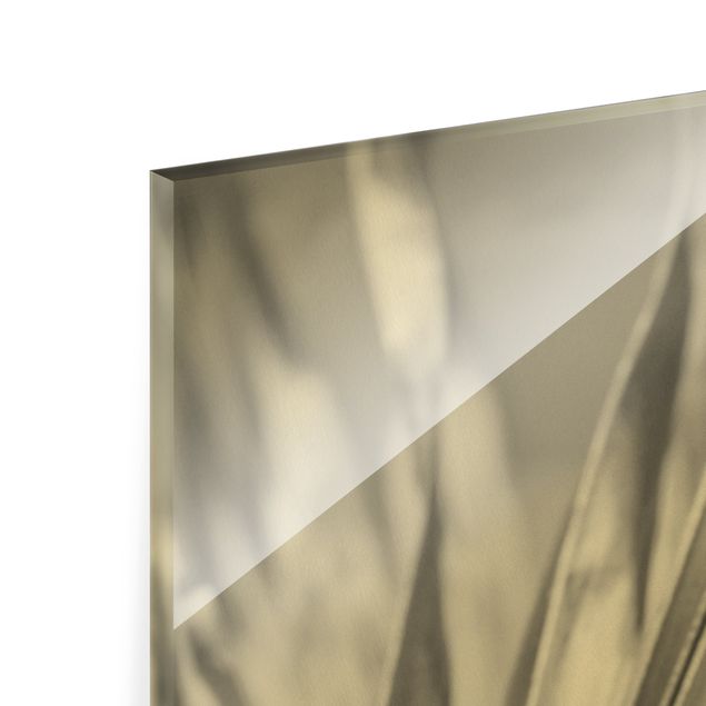 Glass print - Palm Leaves In Silver II - Portrait format