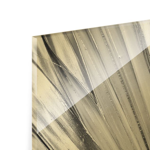 Glass print - Palm Leaves In Silver - Portrait format
