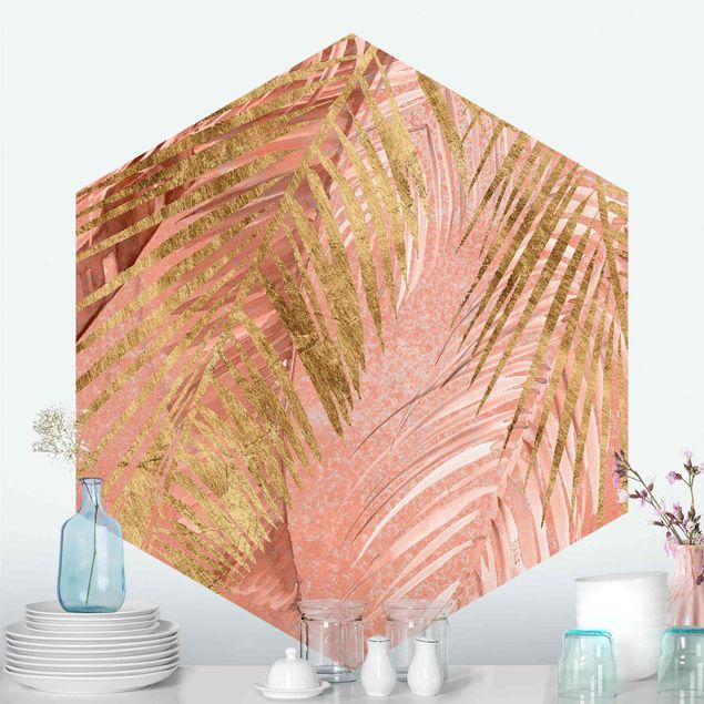 Wallpapers Palm Fronds In Pink And Gold III