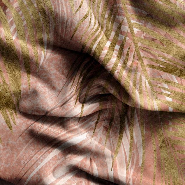 blackout curtains Palm Fronds In Pink And Gold III