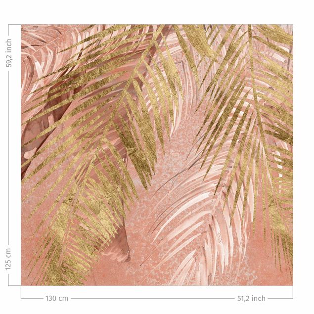 window curtains for bedroom Palm Fronds In Pink And Gold III