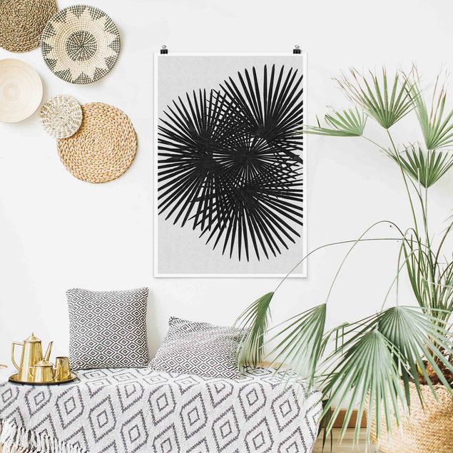 Poster - Palm Leaves In Black And White